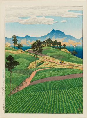 川瀬巴水: The Onsen Range Seen from Amakusa (Amakusa yori mitaru Onsengadake), from the series Selected Views of Japan (Nihon fûkei senshû) - ボストン美術館