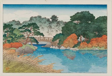 Kawase Hasui: The Garden in Autumn, from an untitled series of views of the Mitsubishi villa in Fukagawa - Museum of Fine Arts