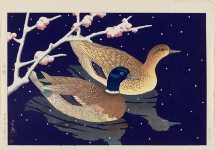 川瀬巴水: Mallard Ducks (Magamo) - ボストン美術館