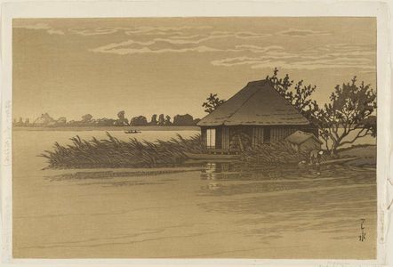 Japanese Print "Tozaki, Ukishima, in Ibaraki Prefecture (Ukishima Tozaki [Ibaraki Ken])" by Kawase Hasui, 川瀬巴水 (Kawase Hasui)