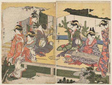 Kitagawa Utamaro: A Modern Version of the Concert of Ushiwakamaru and Jôruri-hime - Museum of Fine Arts