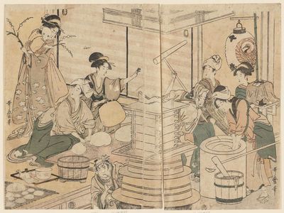 Kitagawa Utamaro: Making Ricecakes (Mochi) for New Year - Museum of Fine Arts