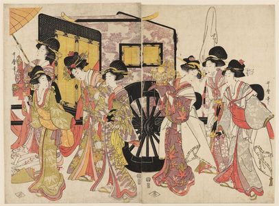 喜多川歌麿: Women Imitating an Imperial Procession - ボストン美術館