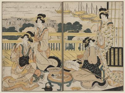 Kikugawa Eizan: Party at Shinagawa - Museum of Fine Arts