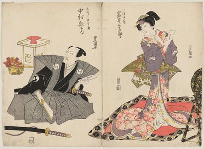 歌川豊国: Actors Iwai Hanshirô (R) and Nakamura Utaemon III as Ôboshi Yuranosuke (L) - ボストン美術館