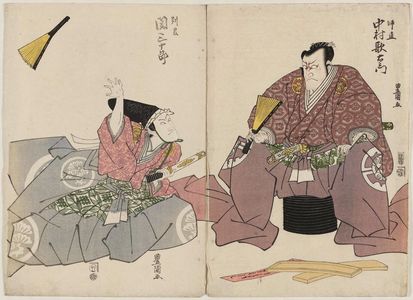 Utagawa Toyokuni I: Actors Nakamura Utaemon III as Moronao (R) and Seki Sanjûrô as Hangan (L) - Museum of Fine Arts