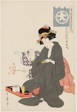 Kitagawa Utamaro: Suited to Medium-sized Patterns Stocked by Daimaru (Daimaru shi-ire no chûgata muki), from the series Summer Outfits: Beauties of Today (Natsu ishô tôsei bijin) - Museum of Fine Arts