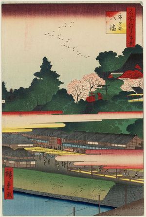 歌川広重: Ichigaya Hachiman Shrine (Ichigaya Hachiman), from the series One Hundred Famous Views of Edo (Meisho Edo hyakkei) - ボストン美術館