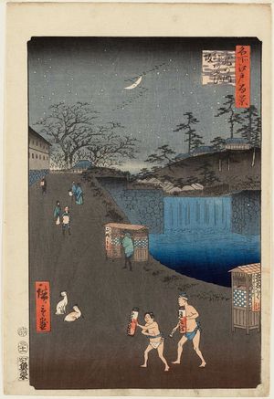 歌川広重: Aoi Slope, Outside Toranomon Gate (Toranomon-soto Aoizaka), from the series One Hundred Famous Views of Edo (Meisho Edo hyakkei) - ボストン美術館