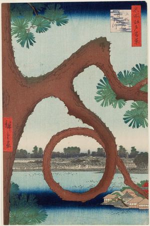 Utagawa Hiroshige: Moon Pine, Ueno (Ueno sannai Tsuki no matsu), from the series One Hundred Famous Views of Edo (Meisho Edo hyakkei) - Museum of Fine Arts