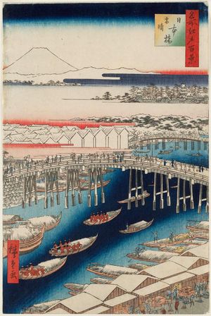 Utagawa Hiroshige: Nihonbashi, Clearing After Snow (Nihonbashi yukibare), from the series One Hundred Famous Views of Edo (Meisho Edo hyakkei) - Museum of Fine Arts
