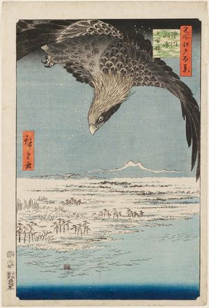 Utagawa Hiroshige: Fukagawa Susaki and Jûmantsubo (Fukagawa Susaki Jûmantsubo), from the series One Hundred Famous Views of Edo (Meisho Edo hyakkei) - Museum of Fine Arts