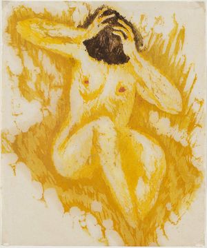 恩地孝四郎: Nude, Tones of Yellow - ボストン美術館