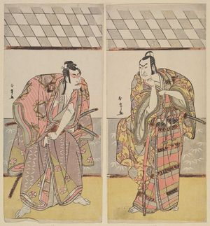 Katsukawa Shunjô: Actors Ichikawa Monnosuke as Soga no Gorô and Nakamura Nakazô as Kudô Suketsune - Museum of Fine Arts