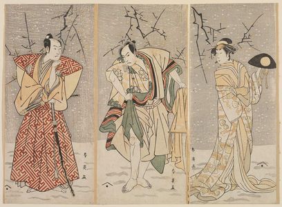 Katsukawa Shun'ei: Actors ? (R), Ichikawa Yaozo III (C), and Sawamura Sojuro (L) - Museum of Fine Arts