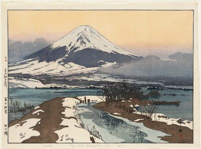 Yoshida Hiroshi: Fuji from Kawaguchi Lake (Kawaguchi-ko), from the series Ten Views of Mount Fuji (Fuji jukkei) - Museum of Fine Arts