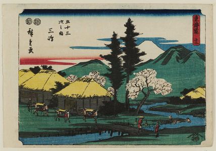 Utagawa Hiroshige, 歌川広重 (Utagawa Hiroshige I)による浮世絵「No. 12 - Mishima, from the series The Tôkaidô Road - The Fifty-three Stations (Tôkaidô - Gojûsan tsugi no uchi)」