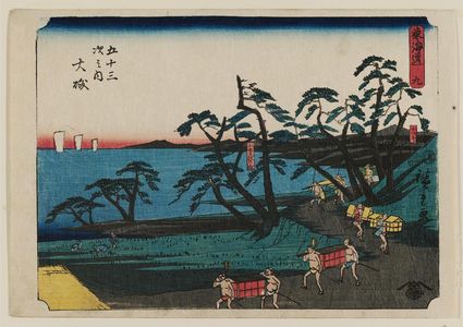 Japanese Print "No. 9 - Ôiso: Koiso and Koyurugi Strand (Koiso, Korugi no iso), from the series The Tôkaidô Road - The Fifty-three Stations (Tôkaidô - Gojûsan tsugi no uchi)" by Utagawa Hiroshige, 歌川広重 (Utagawa Hiroshige I)