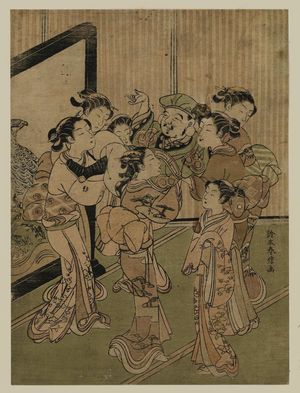 Suzuki Harunobu: Women Tossing Daikoku in the Air at New Year - Museum of Fine Arts