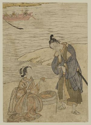 Suzuki Harunobu: Travellers Gathering Shells - Museum of Fine Arts