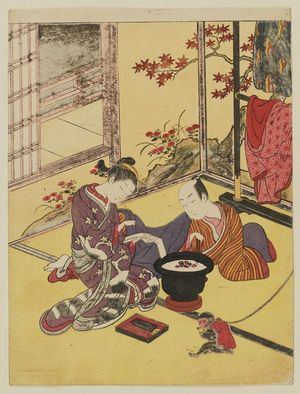 Suzuki Harunobu: Courtesan, Client, and Pet Monkey - Museum of Fine Arts