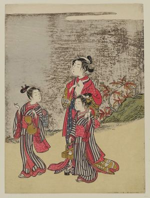 Suzuki Harunobu: Courtesan and Two Kamuro on a Spring Outing - Museum of Fine Arts