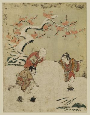 Suzuki Harunobu: Three Boys with a Giant Snowball - Museum of Fine Arts