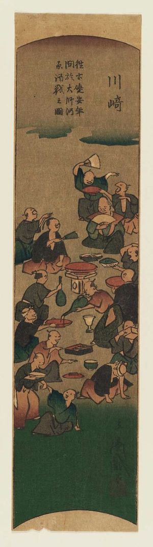 Utagawa Hiroshige: Kawasaki, cut from sheet 1 of the harimaze series Pictures of the Fifty-three Stations of the Tôkaidô Road (Tôkaidô gojûsan tsugi zue) - Museum of Fine Arts