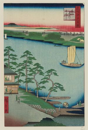 歌川広重: Niijuku Ferry (Niijuku no watashi), from the series One Hundred Famous Views of Edo (Meisho Edo hyakkei) - ボストン美術館