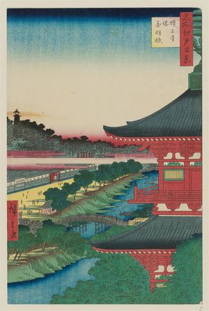 歌川広重: Zôjôji Pagoda and Akabane (Zôjôji-tô Akabane), from the series One Hundred Famous Views of Edo (Meisho Edo hyakkei) - ボストン美術館