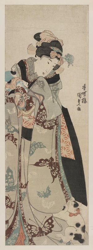 Utagawa Kunisada: Young Woman with Doll and Cat - Museum of Fine Arts