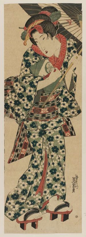 Keisai Eisen: Young Woman under Umbrella - Museum of Fine Arts