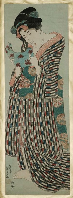 Japanese Print "Young Woman Reading a Letter" by Utagawa Kunisada, 歌川国貞 (Utagawa Kunisada I (Toyokuni III))