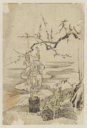 磯田湖龍齋: Women of Ôhara Picking Plum Blossoms - ボストン美術館