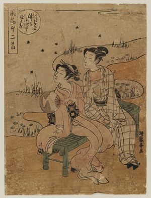 Isoda Koryusai: Young Couple Watching Fireflies, from the series Fashionable Twelve Months (Fûryû jûnisetsu) - Museum of Fine Arts