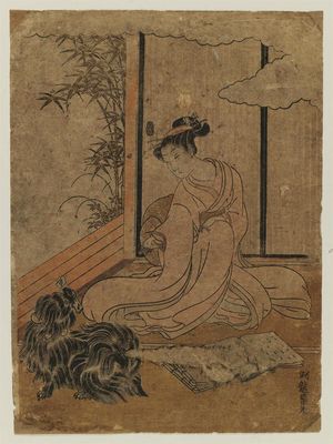 Isoda Koryusai: Dog Delivering a Love Letter to a Young Woman - Museum of Fine Arts
