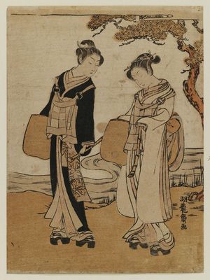 磯田湖龍齋: Young Couple Dressed as Komusô - ボストン美術館