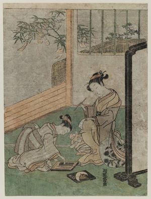 Isoda Koryusai: Two Women Making Tanabata Festival Decorations - Museum of Fine Arts