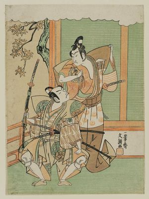 Ippitsusai Buncho: Actors Bandô Hikosaburô III as Kudô Kanaimaru and Onoe Matsusuke as Yawata no Saburô - Museum of Fine Arts