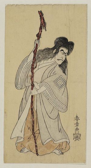 Katsukawa Shunsho: Actor dressed as a demon with a staff - Museum of Fine Arts
