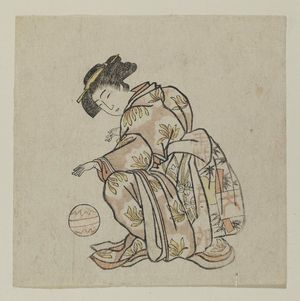 Kitao Shigemasa: Woman bouncing a ball - Museum of Fine Arts