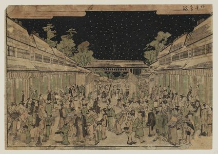 Kitao Shigemasa: Perspective view of the Yoshiwara at night - Museum of Fine Arts