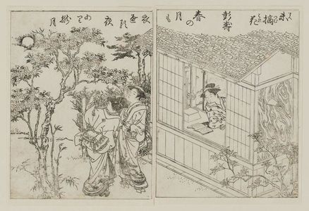 北尾重政: Suetsumuhana (Chapter 6 of the Tale of Genji). From Ehon Biwa no Umi, vol. I, illustration 6. - ボストン美術館