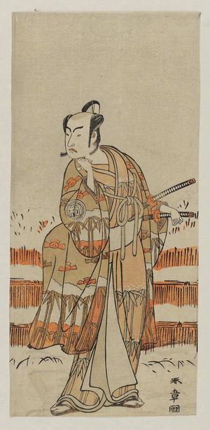 勝川春章: Actor Nakamura Jangoro II as Yoritomo - ボストン美術館