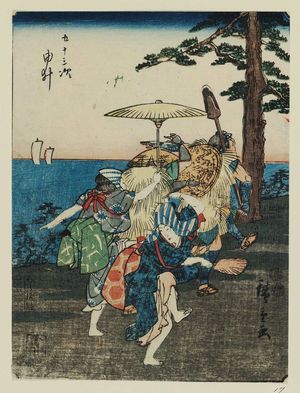 Japanese Print "Yui, from the series Fifty-three Stations [of the Tôkaidô Road] (Gojûsan tsugi), also known as the Jinbutsu Tôkaidô" by Utagawa Hiroshige, 歌川広重 (Utagawa Hiroshige I)