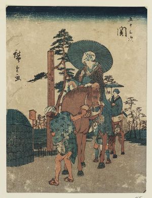 Utagawa Hiroshige: Seki, from the series Fifty-three Stations [of the Tôkaidô Road] (Gojûsan tsugi), also known as the Jinbutsu Tôkaidô - Museum of Fine Arts