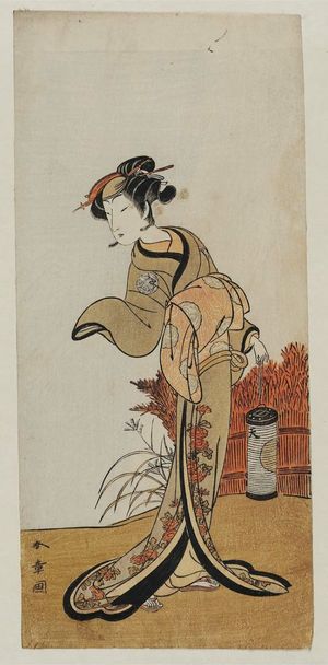 勝川春章: Actor Nakamura Riko as O-Sono, wife of Gihei - ボストン美術館