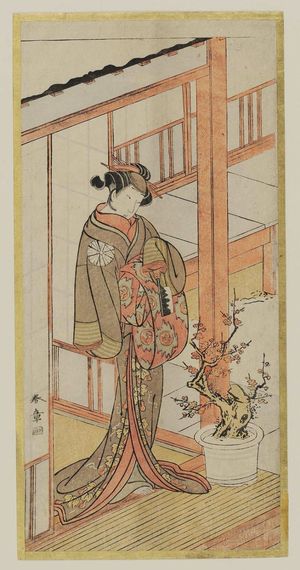 Katsukawa Shunsho: Actor Nakamura Noshio in Hachi no Ki (The Potted Tree) - Museum of Fine Arts