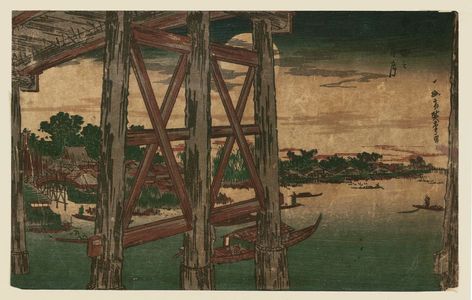 歌川広重: Evening Moon at Ryôgoku Bridge (Ryôgoku no yoizuki), from the series Famous Places in the Eastern Capital (Tôto meisho) - ボストン美術館