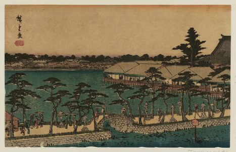 Utagawa Hiroshige: The Benten Shrine at Shinobazu Pond (Shinobazu no ike Benten hokora), from the series Famous Places in Edo (Kôto meisho) - Museum of Fine Arts